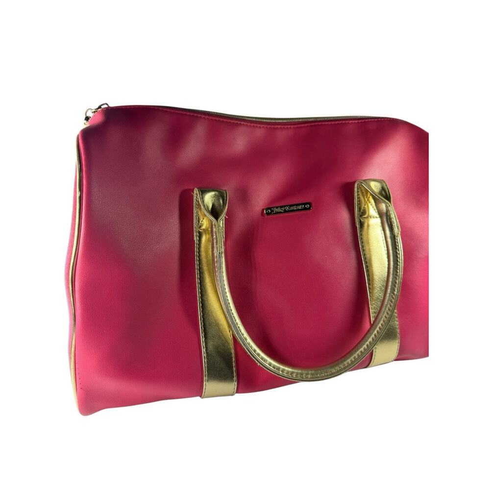 Juicy‎ Couture Travel Hand Bag Pink And Gold With Charm, 16” Overnight Duffel